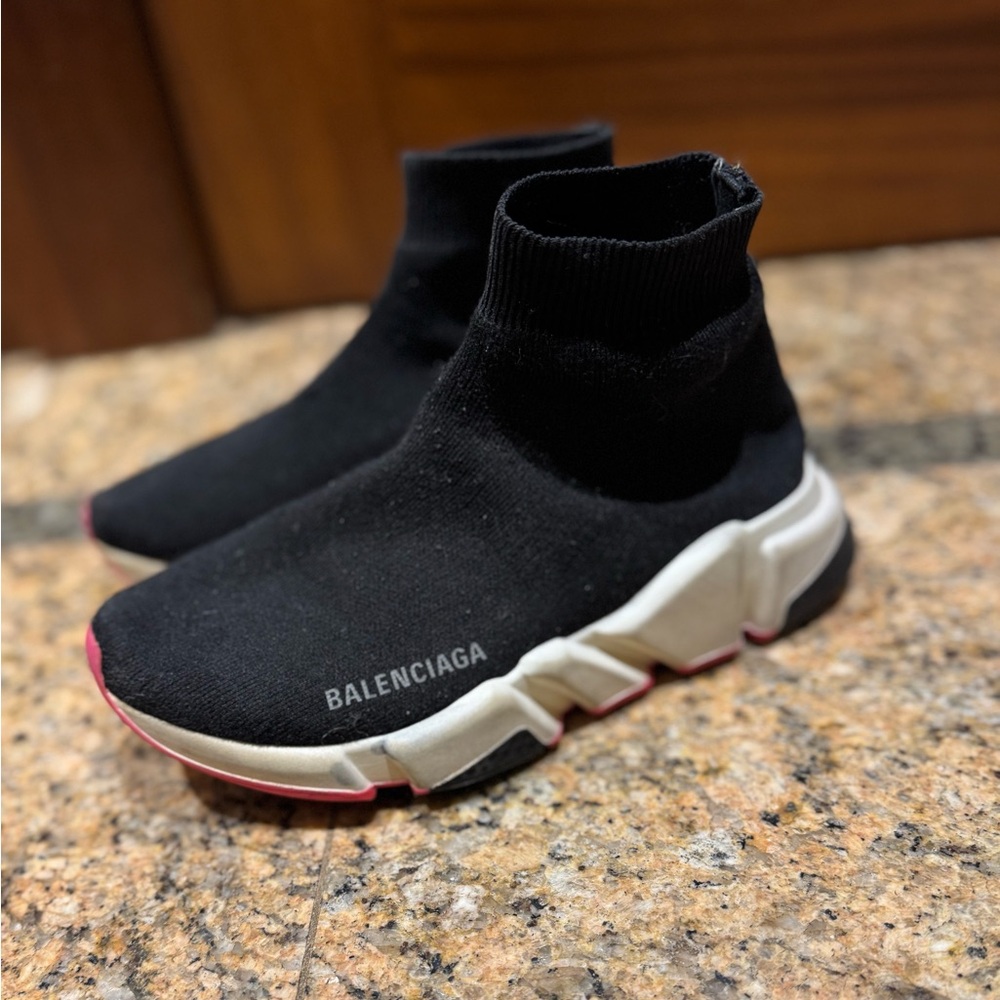 Balenciaga Black Knit Sneakers size 7